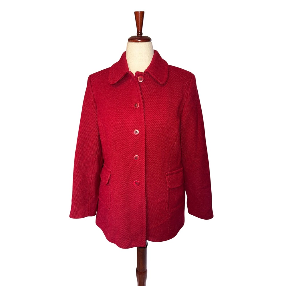 Pendleton | Red Wool Blend Coat Jacket |‎ Vintage 90s | Button Front | Petite 14